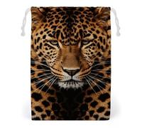 ELUZZIZUT Drawstring Storage Bag Reusable Gym String Bags Depict A Leopard Sports Cinch Sack for Swimming Beach Travel