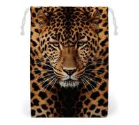 ELUZZIZUT Drawstring Storage Bag Reusable Gym String Bags Depict A Leopard Sports Cinch Sack for Swimming Beach Travel