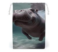 ELUZZIZUT Drawstring Storage Bag Reusable Gym String Bags Dinosaur Playing Guitar Sports Cinch Sack for Swimming Beach Travel