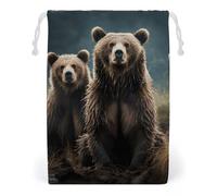 ELUZZIZUT Drawstring Storage Bag Reusable Gym String Bags Encounter Animal Bear Sports Cinch Sack for Swimming Beach Travel