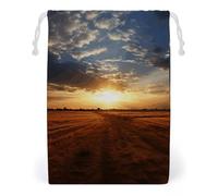 ELUZZIZUT Drawstring Storage Bag Reusable Gym String Bags Field Sunrise Sports Cinch Sack for Swimming Beach Travel