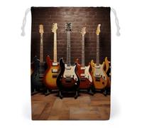 ELUZZIZUT Drawstring Storage Bag Reusable Gym String Bags Guitar Collection Sports Cinch Sack for Swimming Beach Travel