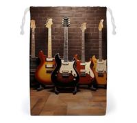 ELUZZIZUT Drawstring Storage Bag Reusable Gym String Bags Guitar Collection Sports Cinch Sack for Swimming Beach Travel