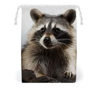 ELUZZIZUT Drawstring Storage Bag Reusable Gym String Bags Hairy Raccoon Sports Cinch Sack for Swimming Beach Travel