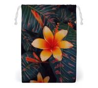 ELUZZIZUT Drawstring Storage Bag Reusable Gym String Bags Hawaii Tropical Flower Sports Cinch Sack for Swimming Beach Travel