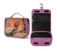 ELUZZIZUT Frilled Lizard Toiletry Bag with Hanging Hook Large Travel Cosmetic Organizer Waterproof Portable Makeup Storage Multiple Compartments Bag for Men Women Bathroom