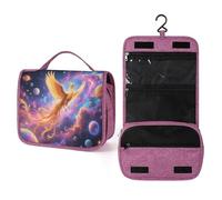 ELUZZIZUT Golden Phoenix Toiletry Bag with Hanging Hook Large Travel Cosmetic Organizer Waterproof Portable Makeup Storage Multiple Compartments Bag for Men Women Bathroom