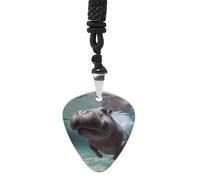 ELUZZIZUT Guitar Pick Necklace Rock Music Accessories Dinosaur Playing Guitar Pendant Necklace Jewelry Gifts for Women Men Music Lovers, One Size, Titanium Steel, No Gemstone