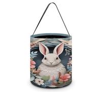 ELUZZIZUT Halloween Trick Or Treat Bags Halloween Tote Bag Easter Wreath with Rabbit Reusable Candy Bucket for Party Favor Goodie Bags