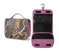 ELUZZIZUT Hoopoe Toiletry Bag with Hanging Hook Large Travel Cosmetic Organizer Waterproof Portable Makeup Storage Multiple Compartments Bag for Men Women Bathroom