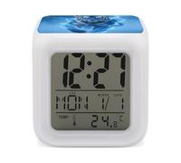 ELUZZIZUT Lightning Tiger 7 Color Changing Alarm Clock Adults Cube Digital Night Light with Calendar Temperature Display Wake Up LED Alarm Clock for Bedroom Office Bedside Desk
