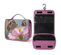 ELUZZIZUT Moth Butterfly Toiletry Bag with Hanging Hook Large Travel Cosmetic Organizer Waterproof Portable Makeup Storage Multiple Compartments Bag for Men Women Bathroom