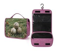 ELUZZIZUT Old Baseballs Toiletry Bag with Hanging Hook Large Travel Cosmetic Organizer Waterproof Portable Makeup Storage Multiple Compartments Bag for Men Women Bathroom