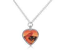 ELUZZIZUT Red Phoenix Pet Cremation Jewelry for Ashes Heart Pendant Locket Urn Necklace Personalized Memorial Keepsake Necklace for Women Men to Hold Ashes of Loved Ones