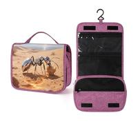 ELUZZIZUT Silver Ant Toiletry Bag with Hanging Hook Large Travel Cosmetic Organizer Waterproof Portable Makeup Storage Multiple Compartments Bag for Men Women Bathroom