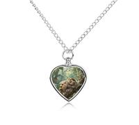 ELUZZIZUT Slow Loris Pet Cremation Jewelry for Ashes Heart Pendant Locket Urn Necklace Personalized Memorial Keepsake Necklace for Women Men to Hold Ashes of Loved Ones