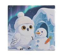 ELUZZIZUT Square Snowy Owl Seat Cushion Removable Cover Memory Foam Chair Pad Washable Chair Cushion with Zipper Breathable Outdoor Indoor Floor Pillow for Patio Home