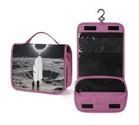 ELUZZIZUT Total Solar Eclipse Toiletry Bag with Hanging Hook Large Travel Cosmetic Organizer Waterproof Portable Makeup Storage Multiple Compartments Bag for Men Women Bathroom