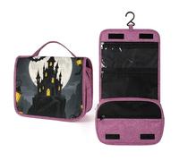 ELUZZIZUT Vampire Castle Toiletry Bag with Hanging Hook Large Travel Cosmetic Organizer Waterproof Portable Makeup Storage Multiple Compartments Bag for Men Women Bathroom