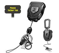 ELV Heavy Duty Retractable Keychain with Interval Locking, Belt Clip and Carabiner, Retractable Badge Reel, Retractable ID Badge Holder with 31” Dyneema Cord, Key Ring, Badge Clip and Phone Tethers