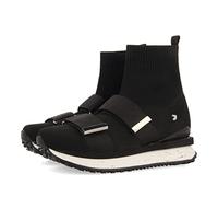 Elva Women's Bordeaux Sock Sneakers with Adjustable Straps, Black/White, 4 UK