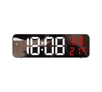 Elvaesther Led Digital Wall Clock, Large Screen Wall-Mounted Big Wall Alarm Clock, Time Temperature Humidity Display Electronic Alarm Clock Automatic Brightness Dimmer red