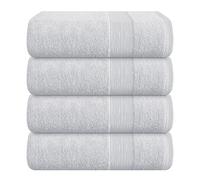 Elvana Home 4 Pack Bath Towel Set 27x54, 100% Ring Spun Cotton, Ultra Soft Highly Absorbent Machine Washable Hotel Spa Quality Bath Towels for Bathroom, Light Grey