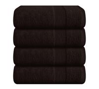Elvana Home 4 Pack Bath Towel Set 27x54, 100% Ring Spun Cotton, Ultra Soft Highly Absorbent Machine Washable Hotel Spa Quality Bath Towels for Bathroom, 4 Bath Towels Chocolate Brown