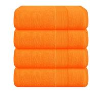 Elvana Home 4 Pack Bath Towel Set 27x54, 100% Ring Spun Cotton, Ultra Soft Highly Absorbent Machine Washable Hotel Spa Quality Bath Towels for Bathroom, 4 Bath Towels Orange