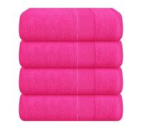 Elvana Home 4 Pack Bath Towel Set 27x54, 100% Ring Spun Cotton, Ultra Soft Highly Absorbent Machine Washable Hotel Spa Quality Bath Towels for Bathroom, 4 Bath Towels Hot Pink