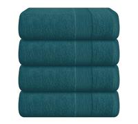 Elvana Home 4 Pack Bath Towel Set 27x54, 100% Ring Spun Cotton, Ultra Soft Highly Absorbent Machine Washable Hotel Spa Quality Bath Towels for Bathroom, 4 Bath Towels Teal