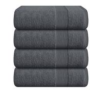 Elvana Home 4 Pack Bath Towel Set 27x54, 100% Ring Spun Cotton, Ultra Soft Highly Absorbent Machine Washable Hotel Spa Quality Bath Towels for Bathroom, 4 Bath Towels Grey