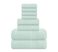 Elvana Home 8 Piece Towel Set 100% Ring Spun Cotton, 2 Bath Towels 27x54, 2 Hand Towels 16x28 and 4 Washcloths 13x13 - Ultra Soft Highly Absorbent Machine Washable Hotel Spa Quality - Sea Green
