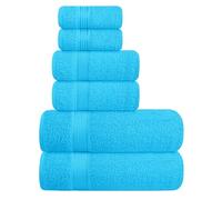 Elvana Home Ultra Soft 6 Pack Cotton Towel Set, Contains 2 Bath Towels 28x55 inch, 2 Hand Towels 16x24 inch & 2 Wash Coths 12x12 inch, Ideal for Everyday use, Compact & Lightweight - Turquoise Blue