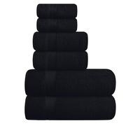Elvana Home Ultra Soft 6 Pack Cotton Towel Set, Contains 2 Bath Towels 28x55 inch, 2 Hand Towels 16x24 inch & 2 Wash Coths 12x12 inch, Ideal for Everyday use, Compact & Lightweight - Black