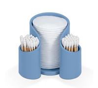 Elvarias Cotton Pad QTips Holder, Bathroom Cups Dental Floss Dispenser, Storage Organizer for Cotton Pad QTips Paper Cup Floss, Bathroom Accessories Storage, Vanity Makeup Organizer (Blue)