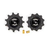 Elvedes 1 Set of Derailleur Pebbles 2 x 11 Teeth Stainless Steel Ring Bearings IN ushing ABEC 5 Unisex Adult Cycle - Black, 9 V / 10 V / 11 V