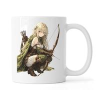Elven Archer Preparing to Shoot Ceramic Tea Coffee Mug White