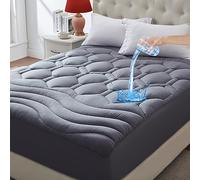 ELVEN HOME Waterproof Mattress Protector Queen Mattress Pad Wrap Around & Easy Fit Mattress Cover Machine Washable Fluffy Cozy Bed Topper Deep Pocket Upto 21 inch (Grey, Queen)