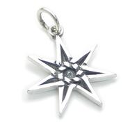 Elven star septagram sterling silver charm .925 x 1 Faerie stars