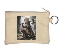 Elven Warrior Resting with Battle Axe Key Chain Coin Purse Beige