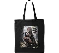 Elven Warrior Resting with Battle Axe Natural Cotton Tote Bag Black