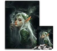 Elven Woman Smoking Jigsaw Puzzles for Adults 1000Piece Wooden Jigsaw for Parents Lovers Friends Age 14 1000 PCS(38x26cm)