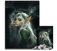 Elven Woman Smoking Puzzles 1000Pieces for Adults Impossible Jigsaw Puzzles for Adults Challenging Brain Teaser for Teenagers Family Game Night Fun 1000 PCS(75x50cm)