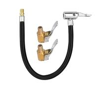 ElvenJoy 3 Pcs Tyre Inflator Adaptor Kit with 2 Brass Valve Clips and 30 cm Braided Hose, Quick Release Tyre Valve Adapter for Car Bike Motorcycle, Compatible with Schrader and Presta Valves