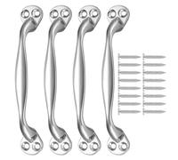 ElvenJoy 4 Pack Sliding Door Handles, Solid Zinc Alloy Door Pull Handle Set for Kitchen, Shed or Wooden Gates, Silver Finish with Mounting Screws