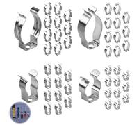 ElvenJoy 48Pcs Spring Clips, Spring Terry Clips for Hanging Tools, Assorted Various Size Wall Mounted Tool Garden Tool Hooks, Wall Mounted Metal Spring C-Lips for Organising Shed Garage Brooms Rakes