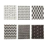 ElvenJoy Swedish Dishcloth Set of 6, Reusable Biodegradable Dish Cloths for Washing Up, Cellulose and Wooden Fiber Eco-Friendly Kitchen Cleaning Cloths with Geometric Design