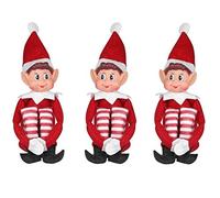 Elves Behavin' Badly 12 Inch Long Leg Soft Body Vinyl Face Elf with Hat & Tag (12 Inch. 3-Unit)