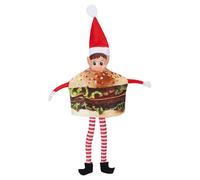Elves Behavin' Badly Elf Hamburger Outfit - Funny Elf Clothes Costume for Christmas Elf Doll - Novelty Fast Food Fancy Dress Accessory
